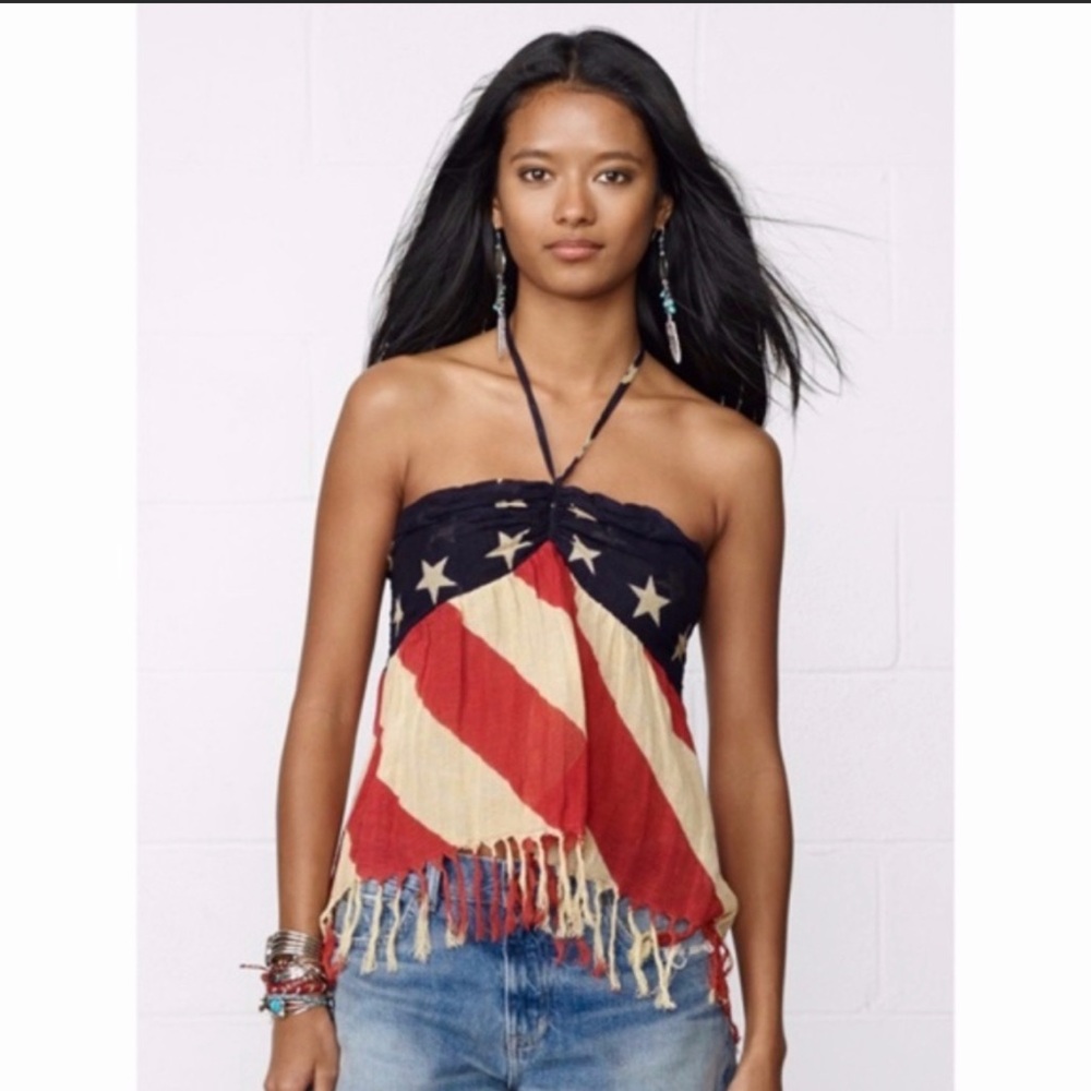 NWT Ralph Lauren Denim & Supply American Flag Halter Top Large